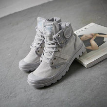 Load image into Gallery viewer, Lace Up High Solid Sneakers